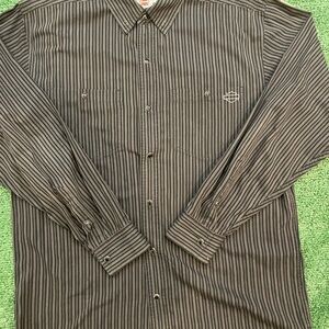 Harley-Davidson Charcoal and Black Pinstripe Shirt Vintage Men’s Size M